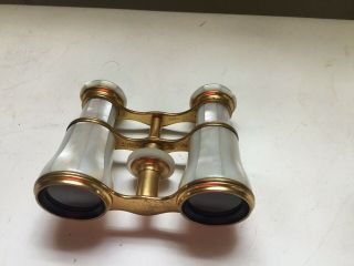 Antique Lemaire Paris Brass and Mother of Pearl Opera Glasses Binoculars 6