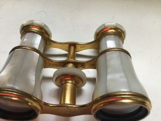 Antique Lemaire Paris Brass and Mother of Pearl Opera Glasses Binoculars 7