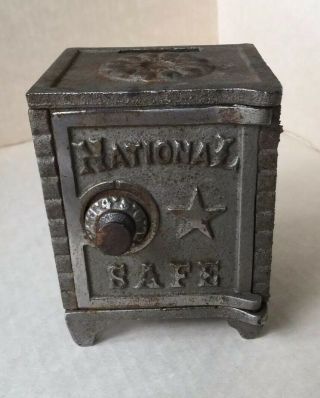 Antique Cast Iron ‘national Safe ’ Coin Bank