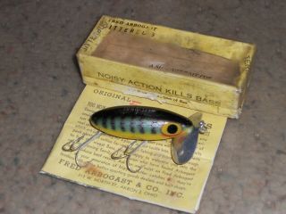 Vintage Fred Arbogast Jitterbug 2.  5 " Fishing Lure - Green Perch Scale/box