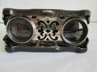 Stunning Antique Opera Glasses / Folding Handbag Binoculars Silver Plated Grill