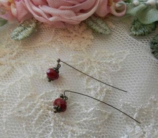 Blood Red Earrings Antique Doll Jewelry 3