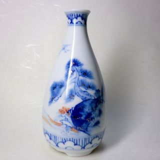 Japanese Ceramics Sake Bottle/a Small Vase " Landscape Painting” Kutani