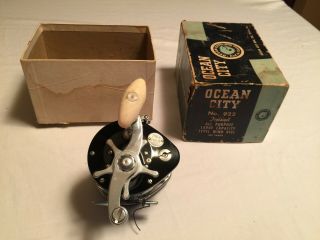 Vintage Ocean City No 922 Topsail Large Capacity Reel With Box_great