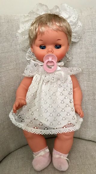 Vintage Furga Baby Doll Italy Clothing Pacifier Hard Plastic Look