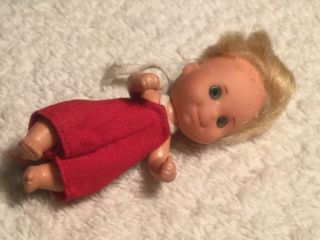 Mattel Sunshine Family Baby Sweets Doll 3 " Tall - Blonde Hair - Blue Eyes - 1973