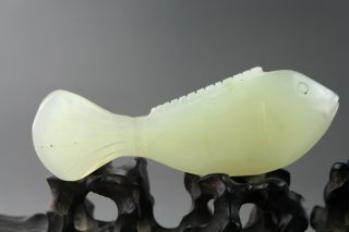 3.  9  China,  old green jade,  Chinese hand - carved,  fish statue,  jade,  pendant 1188 3