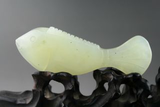 3.  9  China,  old green jade,  Chinese hand - carved,  fish statue,  jade,  pendant 1188 4