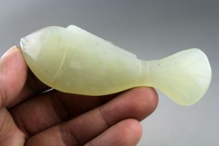 3.  9  China,  old green jade,  Chinese hand - carved,  fish statue,  jade,  pendant 1188 5