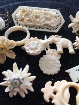 ANTIQUE & VINTAGE ORGANIC CARVED BROOCHES RINGS & ITEMS CRAFT REPAIR SELL 3