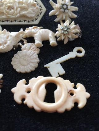 ANTIQUE & VINTAGE ORGANIC CARVED BROOCHES RINGS & ITEMS CRAFT REPAIR SELL 4