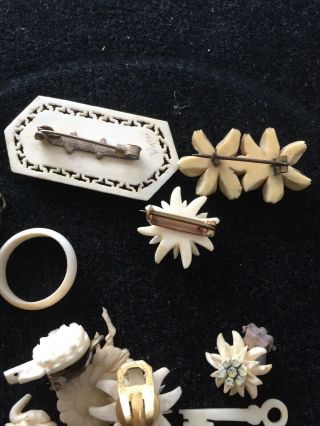 ANTIQUE & VINTAGE ORGANIC CARVED BROOCHES RINGS & ITEMS CRAFT REPAIR SELL 5