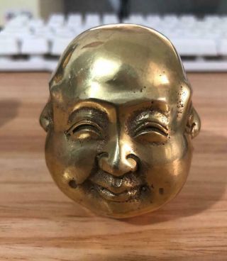 China Tibet Gold 4 Emotions Four Faces Of Buddha Head Statue