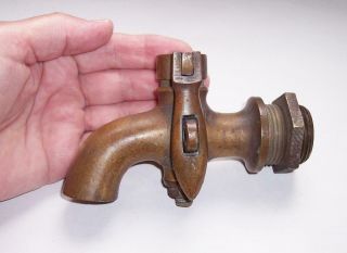 Vintage Large Brass Lockable Oil Fuel Tank Valve Tap Faucet Spigot - 1 1/4 "