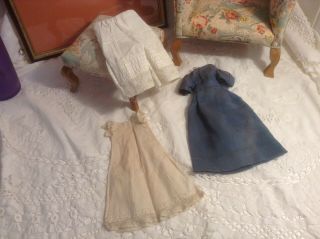10 " Antique Linen Blend Doll Dress,  Slip & Pantaloons