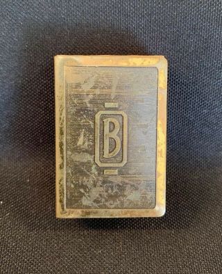 Vintage Antique Metal Match Box Holder Case Brass Tin Matchbox Horses 