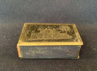 Vintage Antique Metal Match Box Holder Case Brass Tin Matchbox Horses 