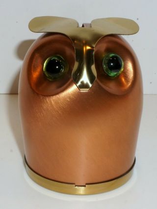 Coppercraft Guild Owl Piggy Coin Bank Copper Brass Green Eyes