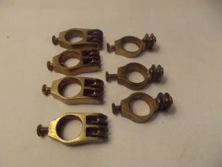 7 Heavy Brass Art Deco Curtain/drapery Rod Brackets W/pulleys For 3/4 " Rods Rare