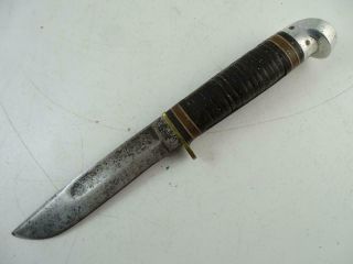 Vintage Western Boulder Co Usa Fixed Blade Hunting Knife Ringed Handle 9 " Long