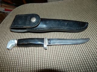 Vintage Buck 105 Fixed Blade Knife W/ Leather Sheath 3 Line 1972 - 1986
