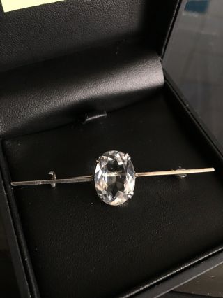 Antique Vintage Art Deco.  935 Sterling Silver Rock Crystal Brooch Pin