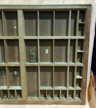 Miniature Display Wood Shadow Box Wall Shelf 89 windows Vintage 32 1/8 in long 5