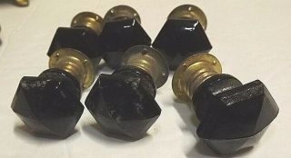 6 Black Art Deco Depression Glass Overmyers Threaded Drawer 1 " Knobs