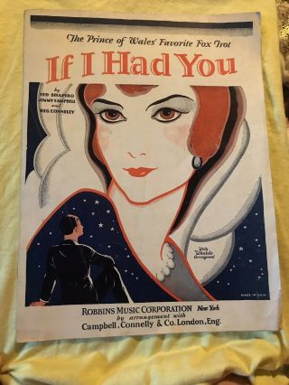 If I Had You 20s Vintage Sheet Music Antique Deco Prince Of Wales Gorgeous