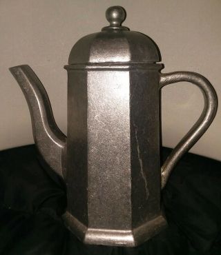 Antique Cast Aluminum Teapot Pitcher Art Deco 8 Sided 9 " ×9 " 2lb&13.  5oz