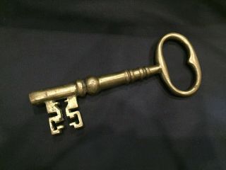 Antique Vintage 8 " Heavy Brass Skeleton Key