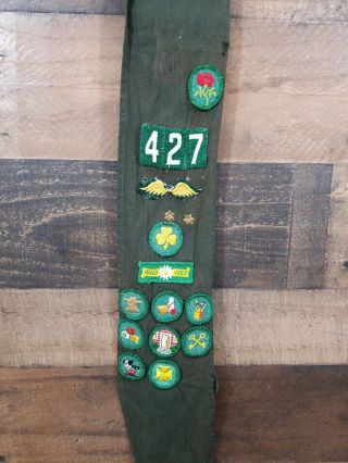 Vintage Girl Scout Sash With Pins And Merit Badge Patches Early 1960s