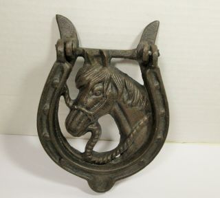 Vintage Cast Iron Horse Horseshoe Door Knocker