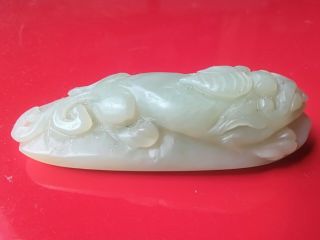 Antique Chinese 19th Century Carved Jade Qilong Figure