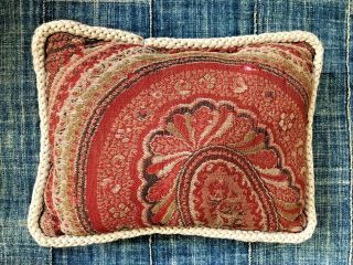 Antique Wool Paisley Shawl Pin Cushion / Small Accent Pillow