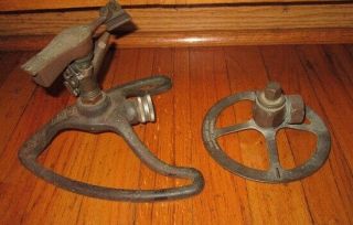 Two Vintage/antique Cast Iron Lawn Sprinklers – Green Spot/firestone