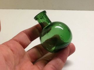 Small Antique Emerald Green Bulbous Shaped Perfume/ Scent Bottle.