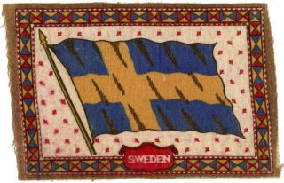 C 1910 Sweden Antique Cigarette Tobacco Felt Blanket Flag 8.  5 " X 5.  75 "