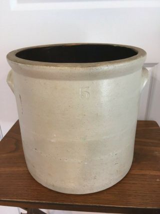 Antique 5 Gallon Salt Glaze Pottery Crock - Exc Cond
