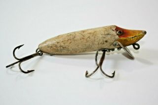 Rare Very Early Heddon Dowagiac Wood Antique Lure Glass Eyes