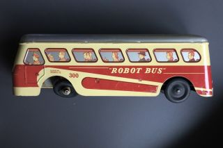 Woodhaven " Robot Bus " 300 Antique Tin Metal Wind Up.  Circa 1950 