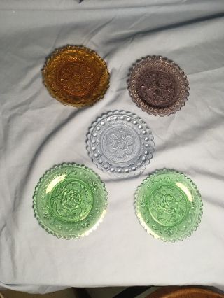 Lovely Set Of 5 Multi Color Vintage Drink Coasters,  Teabag Rests,  Nut Dish? 4 "