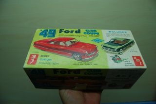 Vintage 1949 Ford Club Coupe Amt Plastic Model Kit 3 In 1 Custom Car 1/25 Scale