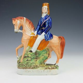 Antique Staffordshire Pottery Figure On Horse - Sir Henry Havelock