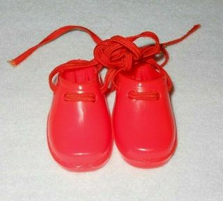 Vintage Ideal Crissy Kerry Brandi Tressy Doll Orange Clogs Shoes 18 " Strings