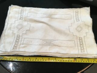 Vintage Linen Napkins/ Placemats Embroidered White Work And Cut Work Set Of 6