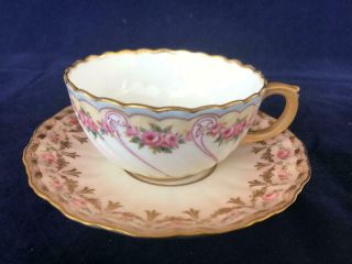 Fine Antique Royal Doulton Burslem Porcelain Cup And Saucer.  C1890.
