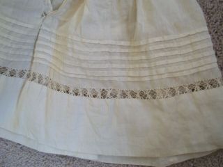LARGE Antique COTTON Lace,  Pin Tucks Doll Dress for German Doll - 4