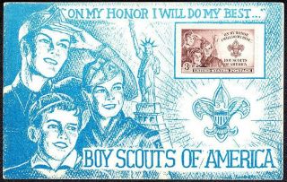 Boy Scouts America 2nd National Jamboree 1950 Postcard & Stamp Nm