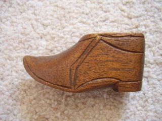 Hand Carved Wooden Shoe - Boot - Snuff Box